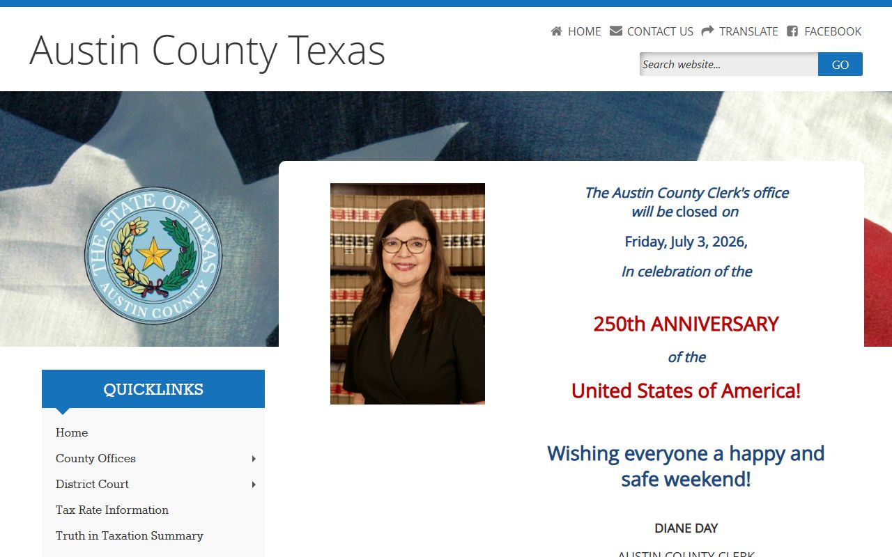 Austin County Clerk court records and contact page