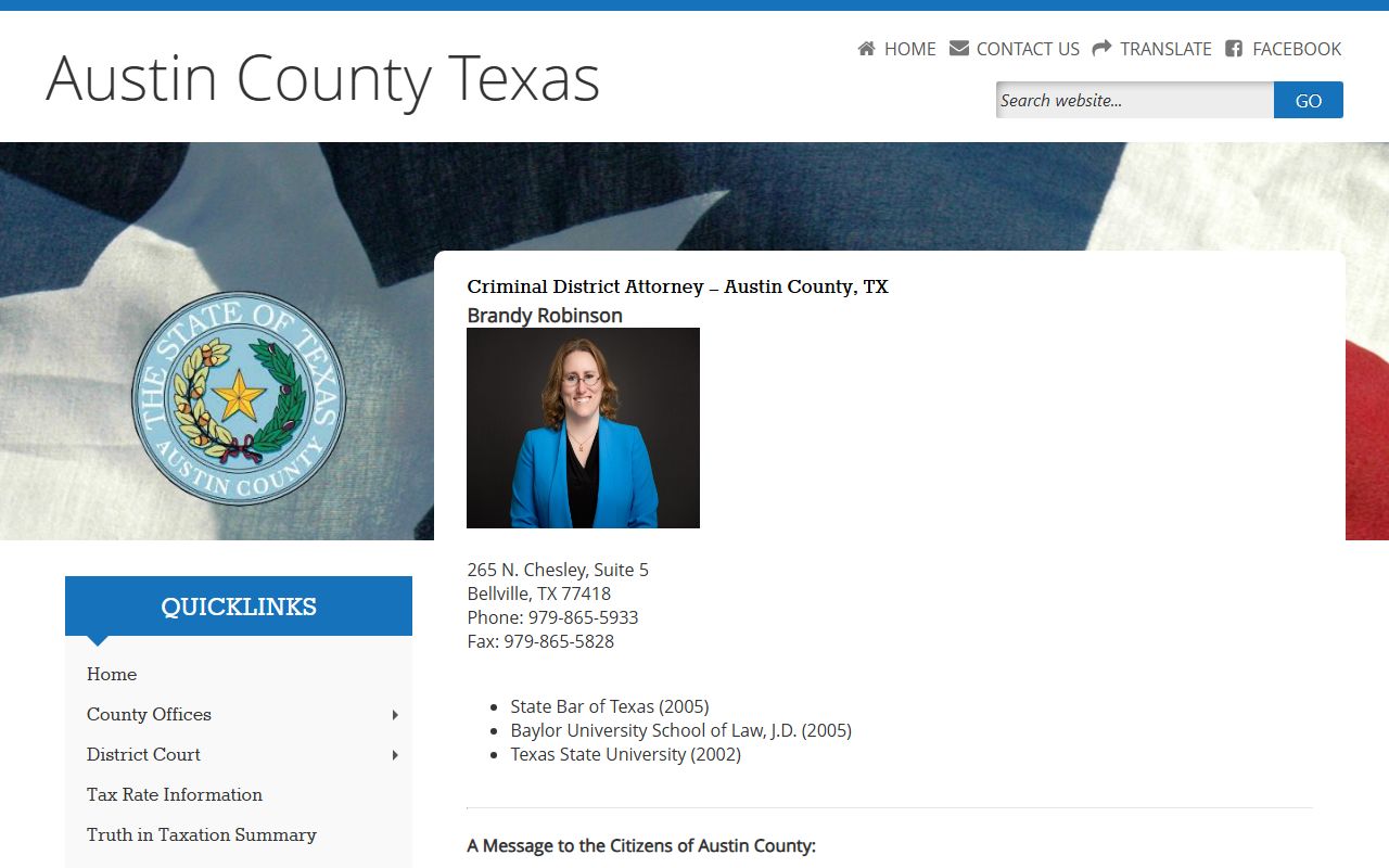 Austin County Criminal District Attorney court records after arrest source