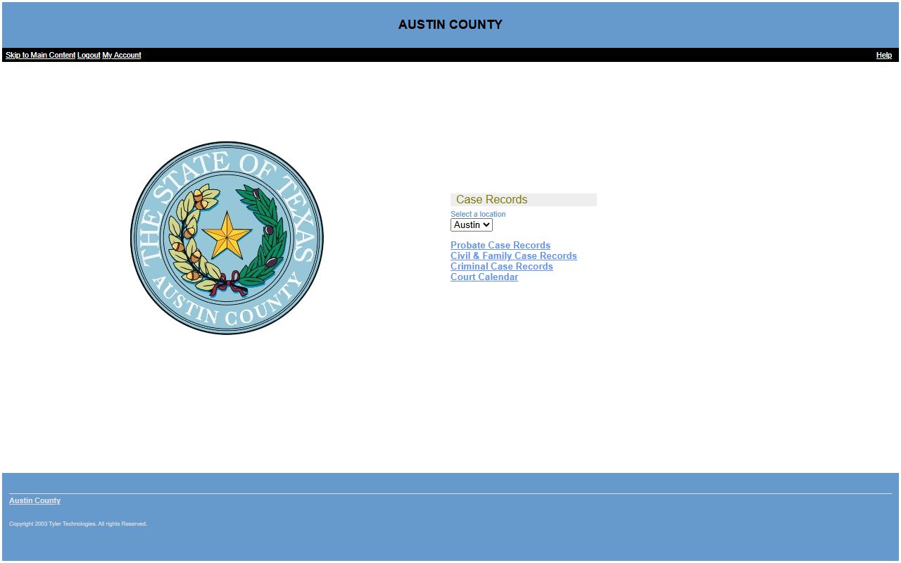 Austin County court records after arrest Tyler Public Access portal