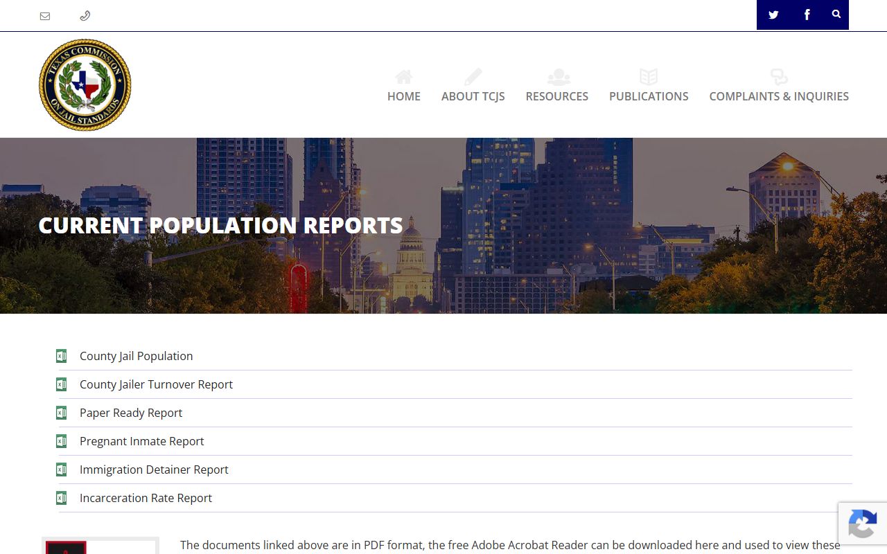 Austin County inmate population TCJS population reports page